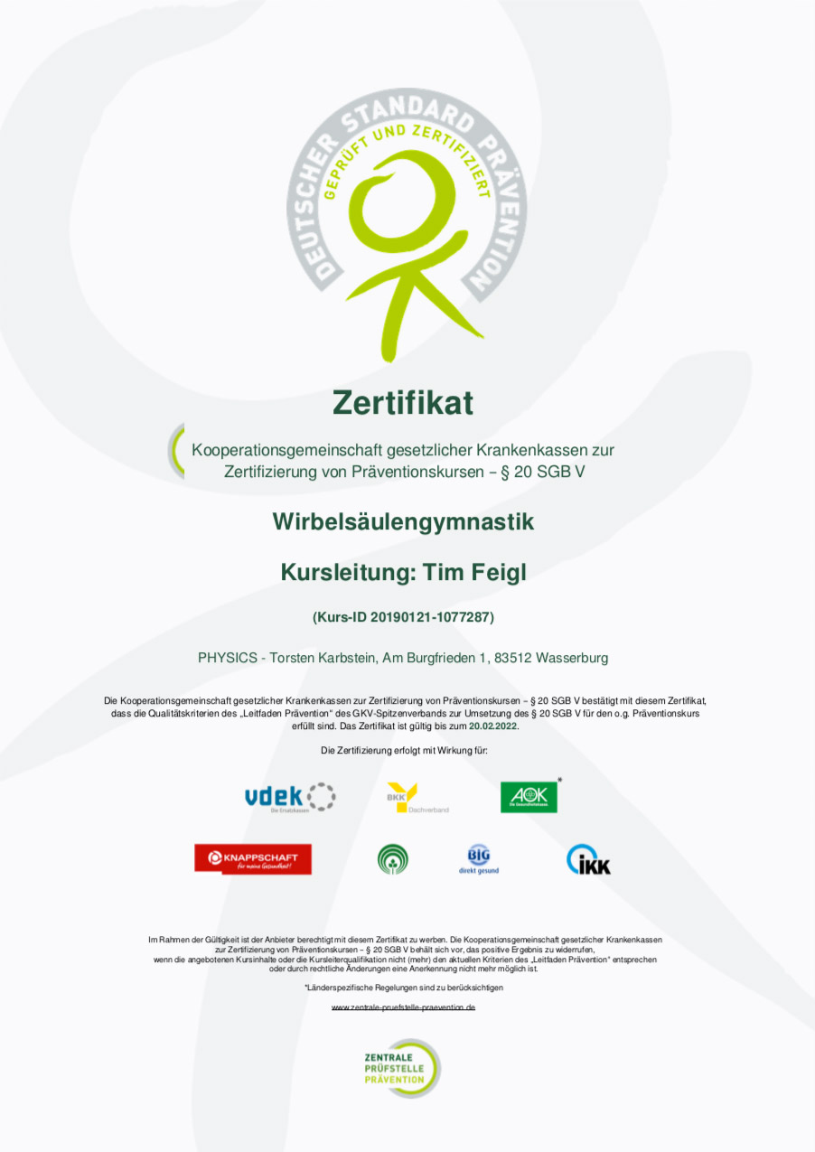 Gesund und Fit Kurs zertifiziert